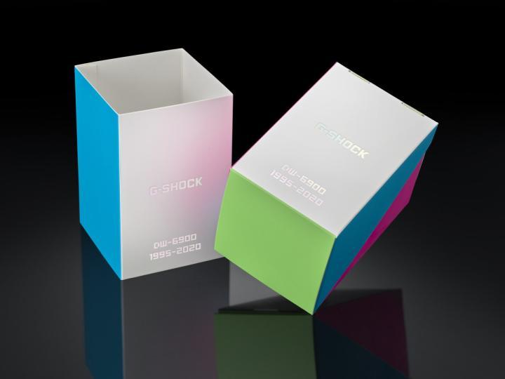 配合面盘色调——萤光蓝、绿、粉红的表盒设计