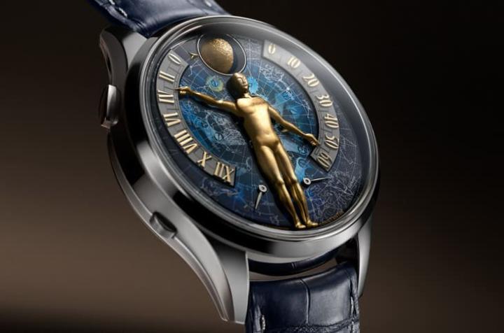 表款提供 "持续显示" 与 "按需指示" 两种逆跳模式,静待时人偶双臂自然垂落,按动即可抬臂报时,专利技术确保逆跳同步精准,并透过钛材减震,灵感借鉴 Twin Beat 结构。