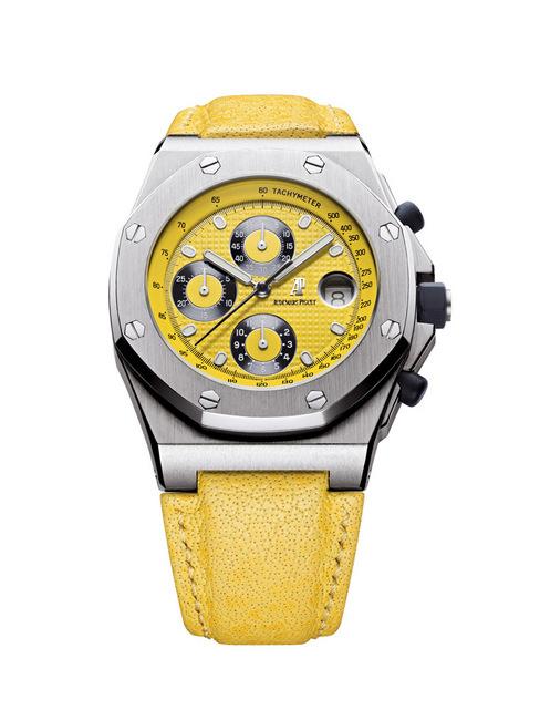 1996年的爱彼皇家橡树离岸型腕表首款搭配柠黄色表盘及表带