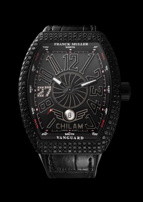 Vanguard腕表特别版以纤维素清漆黑色刷面处理表盘，镶贴时间刻度，数字「27」镶嵌36颗钻石