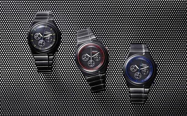 SEIKO再度与Giugiaro Design合作，以八零年代特别为摩托车骑士打造的计时码表为蓝本撷取精髓重新打造新款复古腕表，并一口气推出三种配色版本