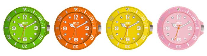 绿色、橙色、黄色和粉色Ice-Clock时钟
