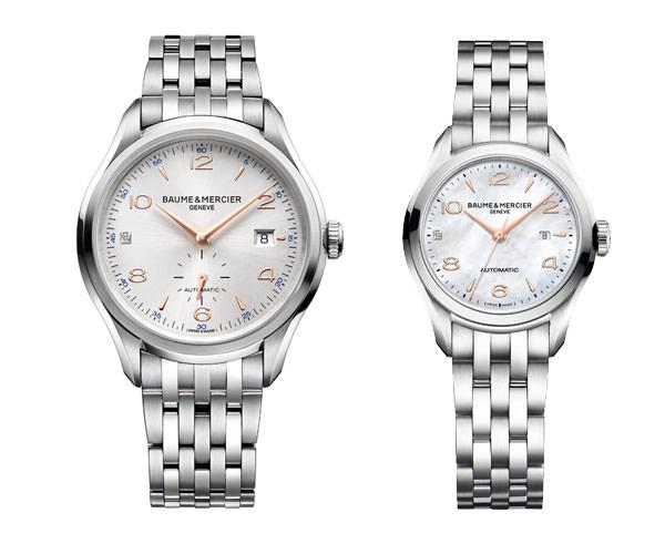 名士克里顿系列10276男士腕表（左）RMB21,800；名士克里顿系列10283女士腕表（右）RMB21,800