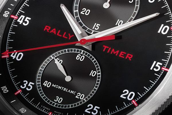 12点钟位置的30分钟计时盘与6点钟的小秒针盘成纵向对齐，令人联想到Minerva表厂昔日所制造的拉力赛计时腕表。
