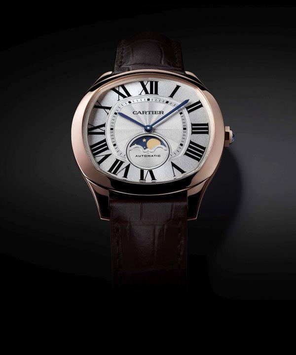 Drive de Cartier系列月相显示腕表，玫瑰金表壳