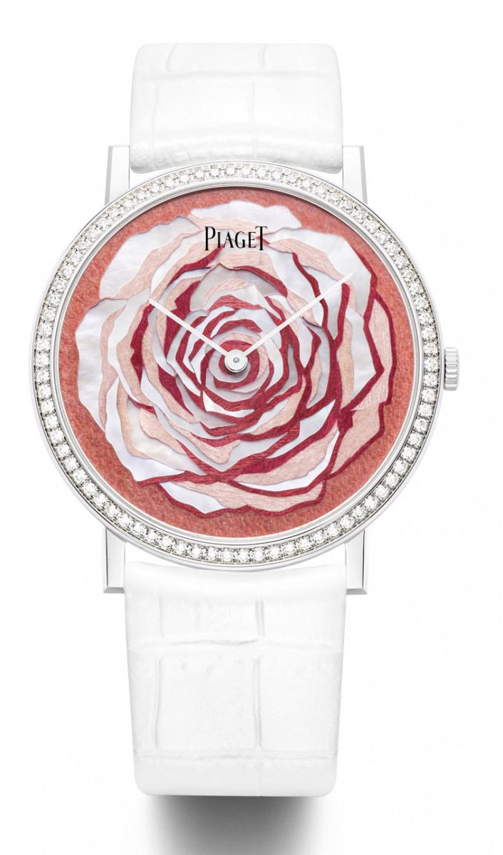 Altiplano木质与珍珠母贝细工镶嵌玫瑰腕表