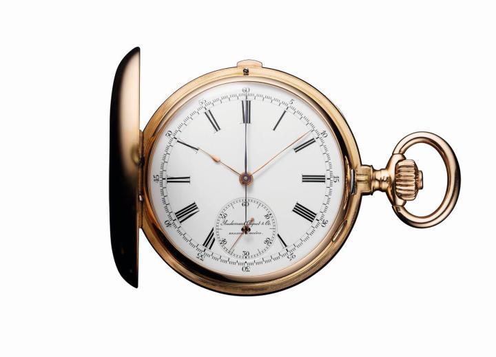 中央即时分钟小表盘计时怀表，造于1899年
