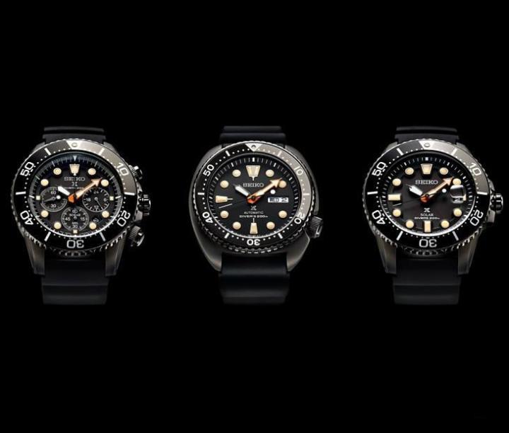 SEIKO的Prospex腕表将在2018年推出一个名为Black Series的新作，共有三款潜水表，共同特色是镀黑的个性风表壳