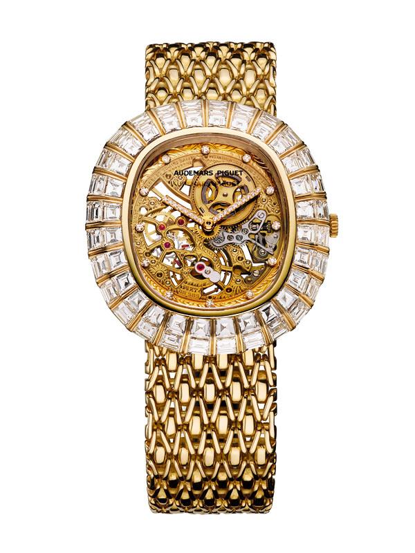 1988年，18K黄金镂空腕表，钻石镶嵌与镂空雕刻，爱彼博物馆典藏编号Inv. 1210