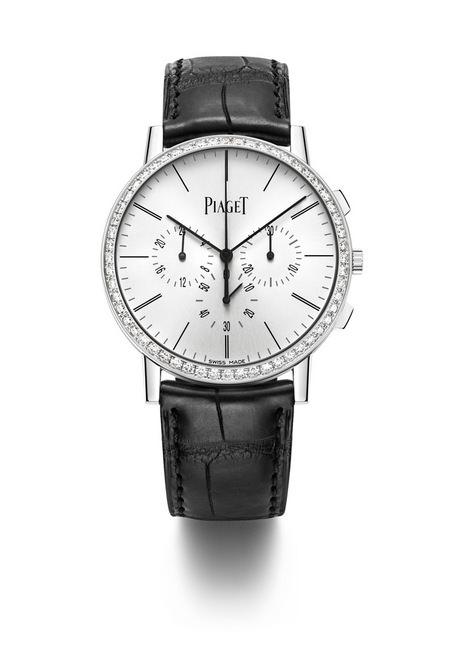PIAGET Altiplano 计时腕表，镶有56颗圆形美钻，搭载全球最纤薄手动上链飞返计时机芯 (4.65毫米)