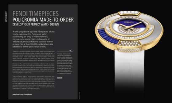 FENDI Timepieces 芬迪 Policromia 系列腕表：高端设计腕表完美定制