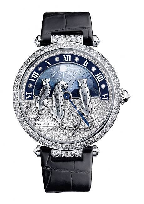 Ronde Louis Cartier Filigrane金银丝细工美洲豹装饰腕表