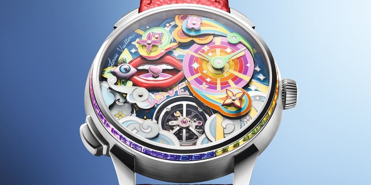 一键启动 7 种机关 路易威登新款 Tambour Taiko 珐琅手表，连飞行陀飞轮都变成 “和平符号”