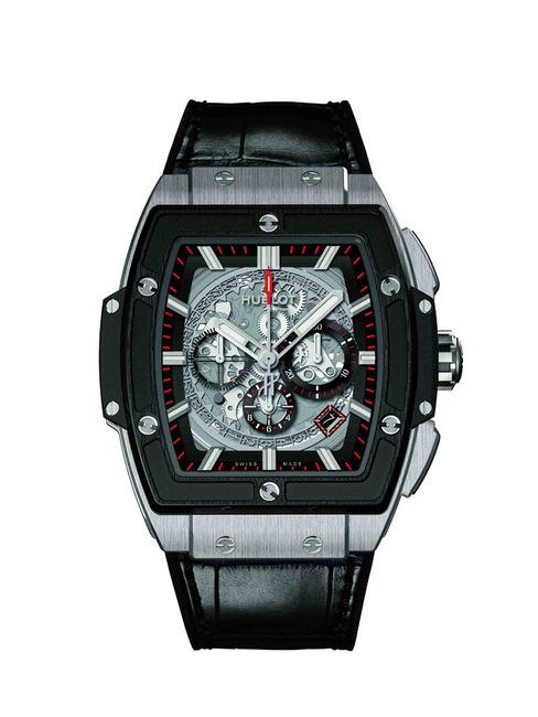 Spirit of Big Bang腕表透过蓝宝石表盘，可欣赏自动上链镂空机芯运作时的机械之美