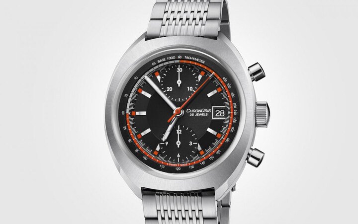 ORIS赛车系列的历史可追溯到1970年推出的首款计时码表——Chronoris，其名称结合“Chronograph”和“ORIS”，当时设计的鲍鱼壳造型如今看来别具辨识度