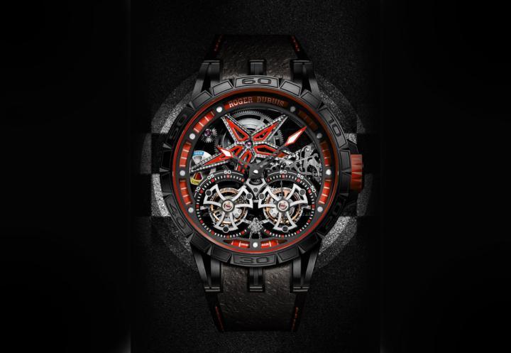 罗杰杜彼趁着2018年5月22～27日举行的Run to Monaco超跑拉力赛，推出品牌与倍耐力合作的最新限量版作品Excalibur Spider Pirelli Double Flying Tourbillon