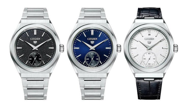 左起为搭载Caliber 0200的表款NC-0200-90E、NC-0200-81L以及NC-0200-06A，其中皮带款的机芯特别采用22K金并采限量发行
