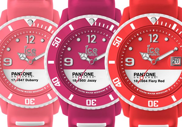 PANTONE UNIVERSETM Ice-Watch杜巴利红、爵士红及热焰红表款