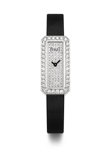Limelight Diamonds 腕表18K白金，镶嵌119颗圆形美钻，祖母绿形表壳搭配满钻表面搭配绢质表带及白金针式表扣