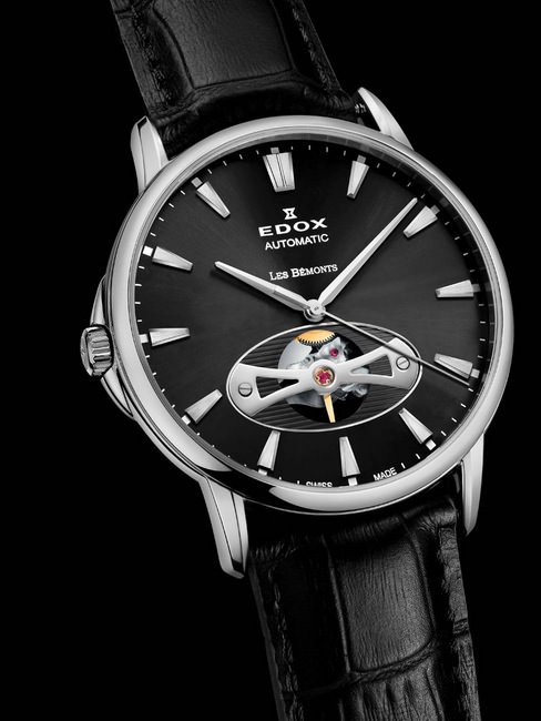 EDOX Les Bemonts Open Vision Automatic 薄曼系列超薄自动镂空腕表造型优雅帅气