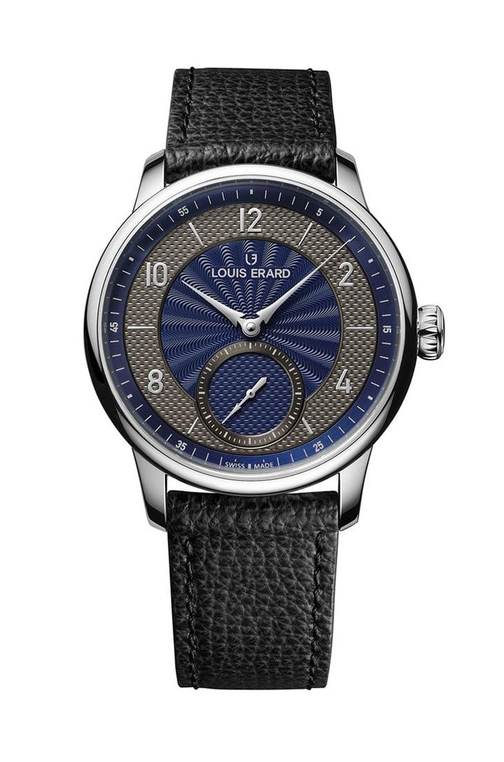 Excellence机刻雕花小三针烟煤蓝色手表39mm