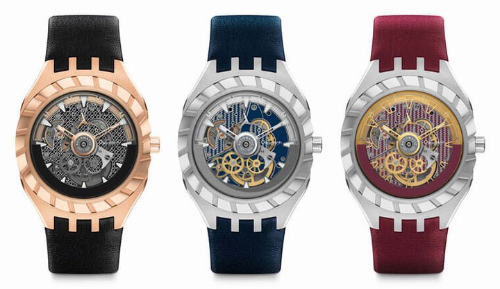 SWATCH FLYMAGIC目前推出三款，分别采用45毫米不锈钢或不锈钢PVD表壳，颜色则有红、蓝、黑可选