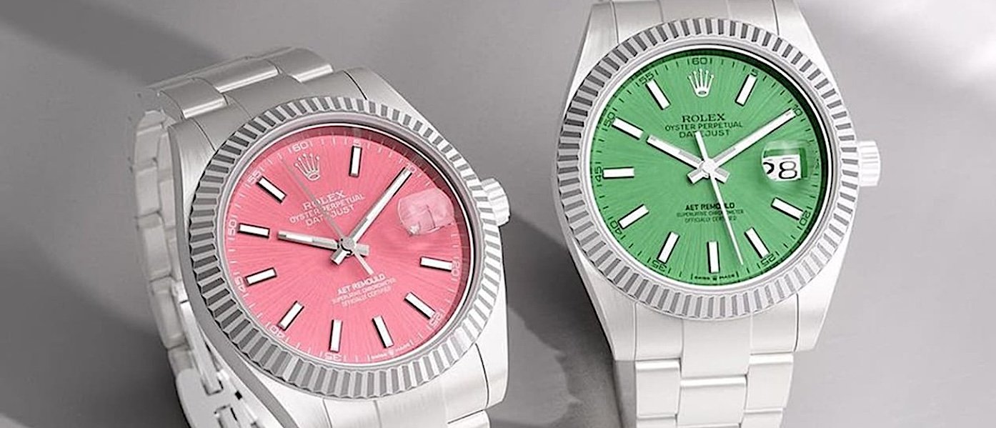 融入都会印象的劳力士白陶瓷Datejust “一粉一绿分别代表这二个城市”