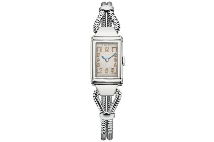 搭配 cordonnet 表链的 Reverso 1931 翻转系列腕表，为不可多得的女士表款。