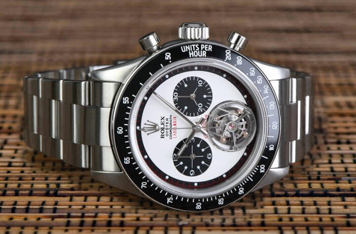 瑞士改装表品牌LABEL NOIR继先前推出搭载陀飞轮的Milgauss后，最近又再发表奠基于Daytona 116520的改表——这款作品同样加挂陀飞轮，堪称前所未见的Daytona