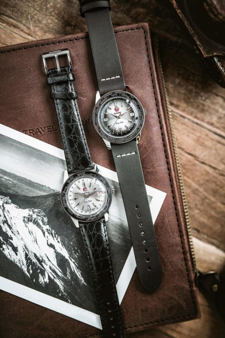 库克船长Over-Pole世界时区手表限量版灵感来自雷达表于1962年创作的古董作品（左），将当时刚兴起的跨国旅游冒险精神浓缩其中。