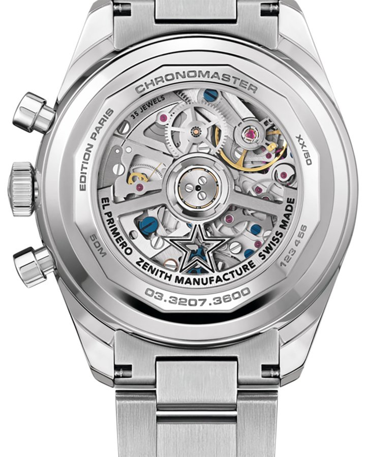 Chronomaster Original 搭载 El Primero 3600，表底镌刻 “ÉDITION PARIS” 字样与独立限量编号。
