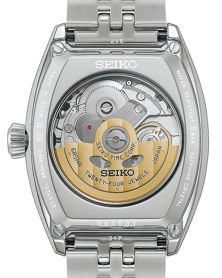 腕表搭载 6R5H 自动上链机芯，具备长达 72 小时的动力储存，佩戴者可透过蓝宝石水晶透明底盖，欣赏饰有金色自动盘的机芯运转之美。