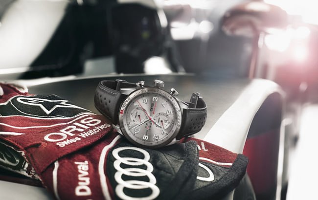 ORIS AUDI Sport 限量表特别为庆祝品牌与AUDI Sport 车队成为合作伙伴，以及车队在法国勒芒赛事取得胜利而设