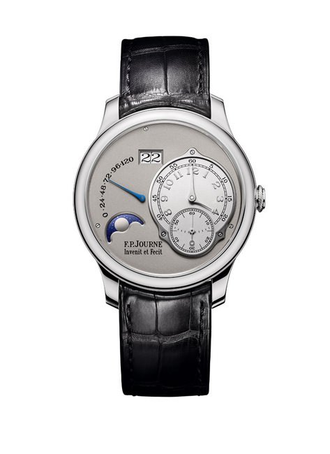 F.P. JOURNE Nouvelle Octa Lune腕表红金版，主表盘和偏心式时分盘均以18K金铸造，搭载单向自动上链、瞬跳式日历显示以及三段式表冠功能