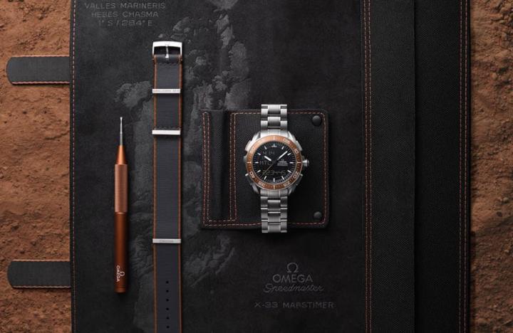 手表随附一只独特表袋，其内衬里展现火星表面的陡峭峡谷——赫柏峡谷（Hebes Chasma），呼应手表设计主题。
