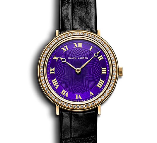 RALPH LAUREN Slim Classique系列结合精美绝伦的宝石底座、出类拔萃的典雅圆形造型，展现出高贵优雅的完美典范
