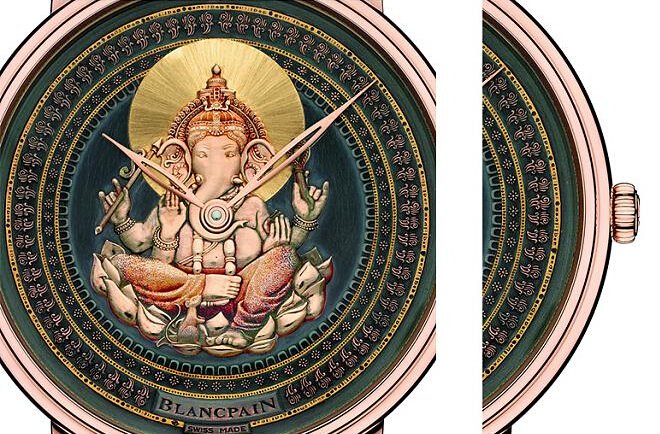 运用大马士革镶金工艺的表盘纹饰