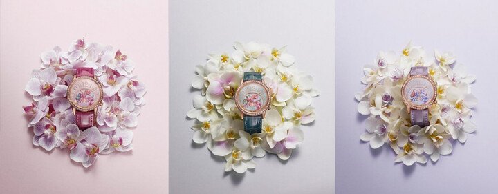 Rendez-Vous Sonatina约会系列妙音响时腕表共推出三款，每一件微绘作品均细致逼真、深邃细致，而且有着微小的差异，蕴含工匠的个性和热忱