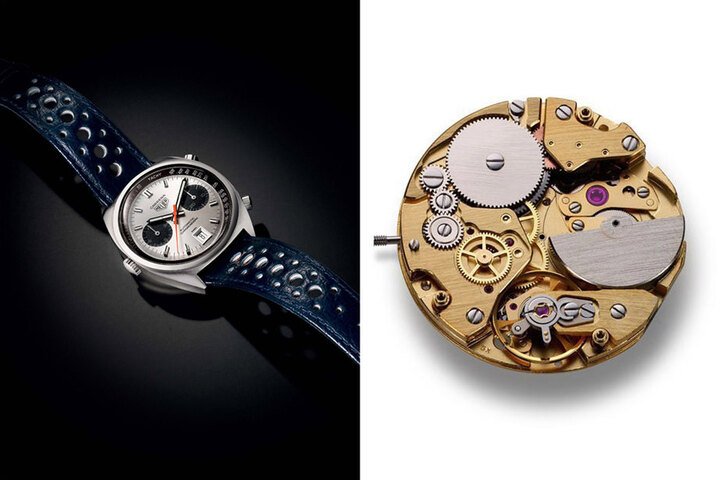 Chronomatic Calibre 11 这是世界上第一款专利自动机械计时码表， Chronometic其名融合了Chronograph（计时码表）和Automatic（自动机械），搭载Edouard Heuer着名的1887振动齿轮