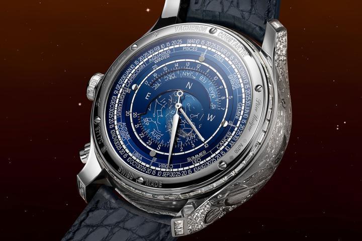 Moon Dust 腕表背面以一枚徐徐旋转的圆盘，精确显示恒星时，上面镌刻从北半球观测到的天穹星座。以星空中的某一固定恒星为参照，地球自转 360 度的时间，即一个恒星日的时间。