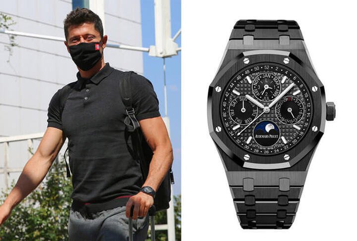 Robert Lewandowski佩戴AUDEMARS PIGUET皇家橡树万年历黑陶瓷款