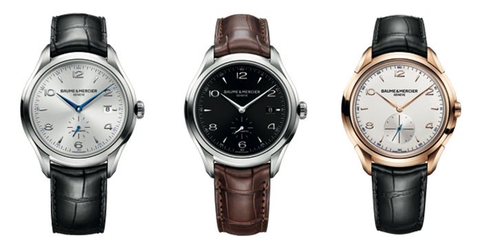 由左至右“ Baume & Mercier名士Clifton 10052，Clifton 10053 及 Clifton 10060