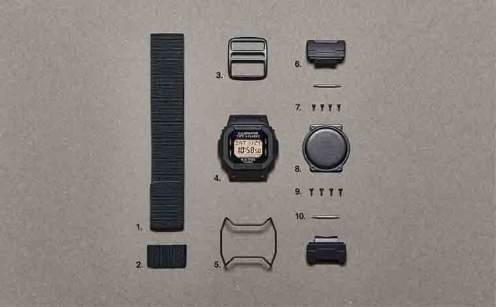 G-SHOCK与日本服装品牌N.HOOLYWOOD联名推出新作DW-D5600NH，表款以军事风格为灵感，展现低调的硬派风格