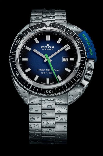 这只尺径46mm的Hydro-Sub自动限量腕表以大胆的创新及杰出的设计将EDOX推向另一高峰，全球限量515只