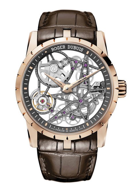 Excalibur Automatic Skeleton玫瑰金自动上链镂空腕表， 取法天体星座等大自然结构，创造出具有星形造型的当代镂空机芯
