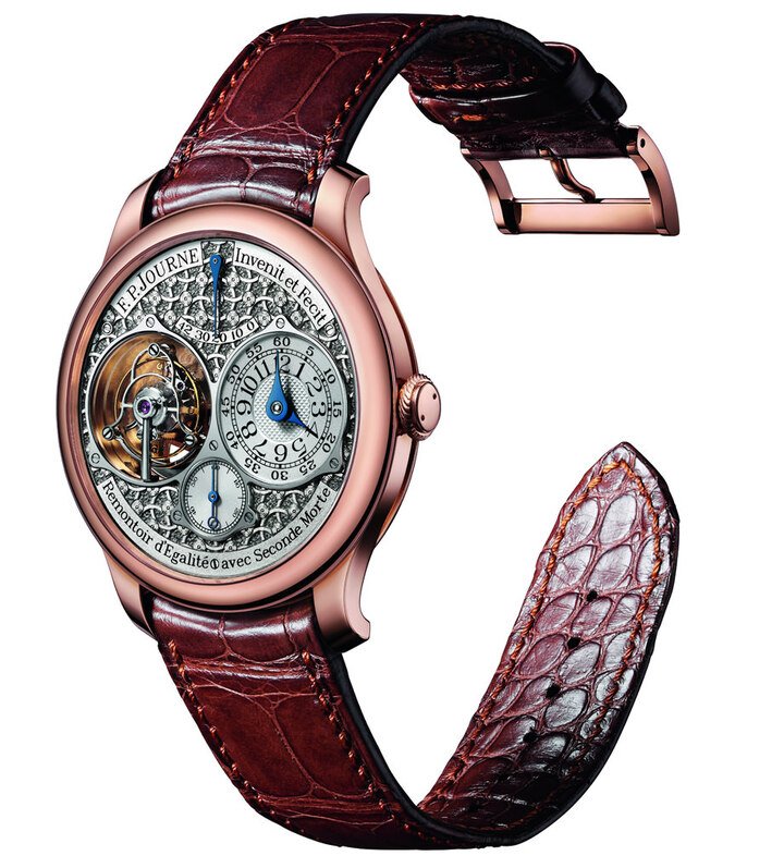 Tourbillon Régence面盘上的金雕刻纹普遍需要两天的工作天以手工耐心刻凿成，搭配机芯工艺如陀飞轮装置以及跳秒显示等，让腕表看起来极尽赏心悦目之能事