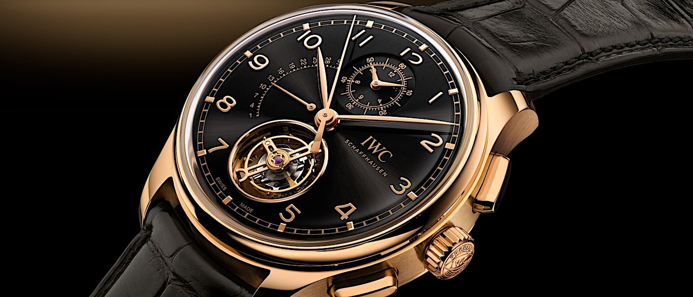 万国表（IWC）推出配备曜石黑表盘的全新 Armor Gold 葡萄牙陀飞轮逆跳计时腕表