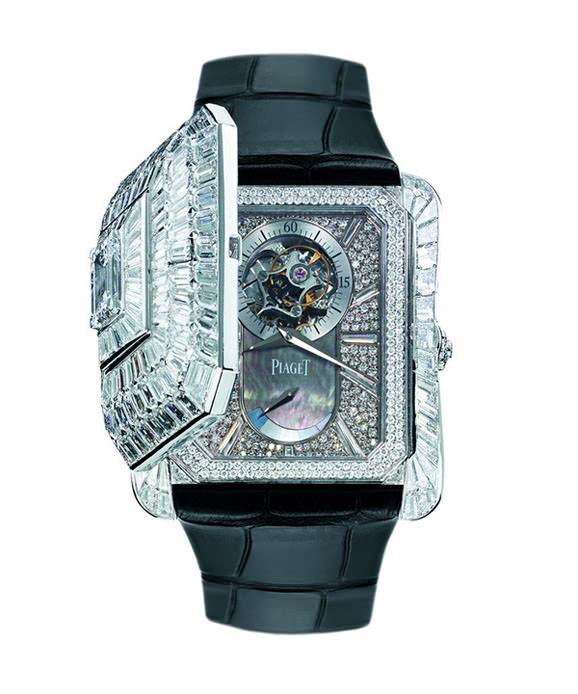 PIAGET伯爵Emperador白金镶钻陀飞轮腕表