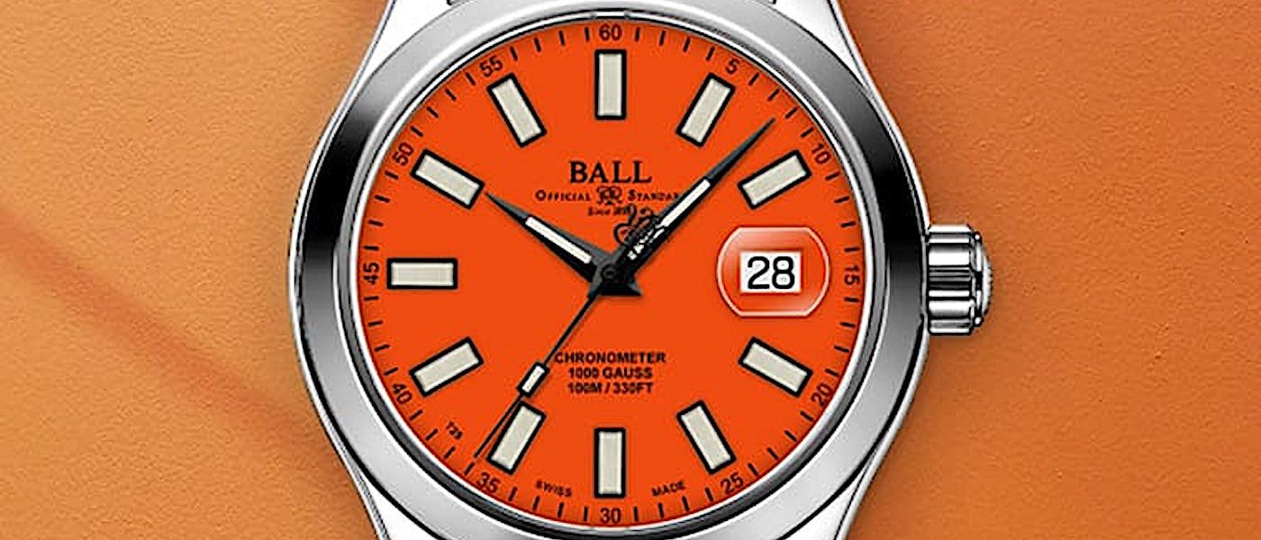 BALL WATCH Engineer III抗磁防水三针表新增橘色与冰蓝色面盘款式