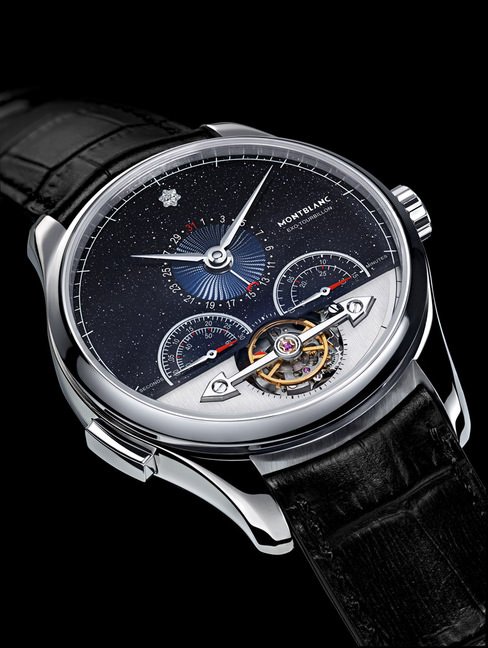  万宝龙传承Chronométrie系列外置陀飞轮瓦斯科．达．伽马计时码表限量版，考究的表盘采用多层结构，饰面优雅，彰显腕表的两个复杂功能